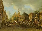 unknow artist The Groenmarkt as seen towards the Westeinde oil painting on canvas